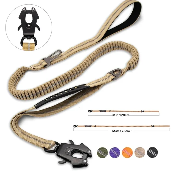 Reflective Bungee Dog Leash with Car Seatbelt for Large Dogs