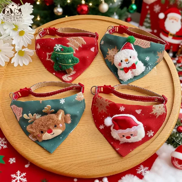 Pet Christmas Scarves with Adjustable Collars