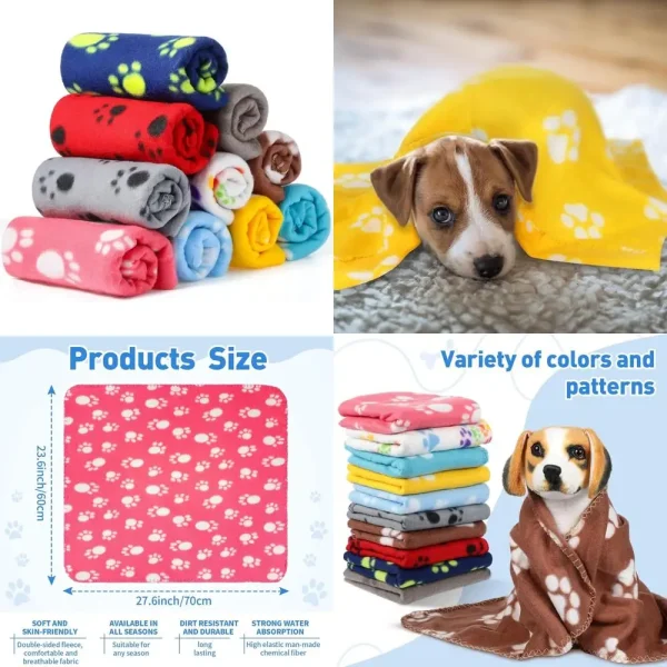 10 Pieces Pet Blankets with Paw Print