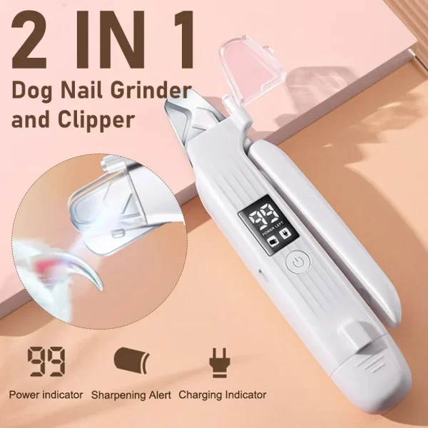 Rechargeable 2 in 1 Electric Nail Grinder and Clipper with LED Light