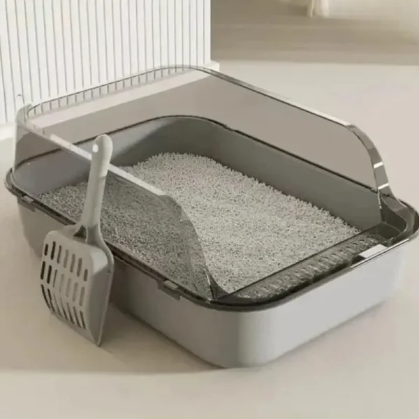 Semi-Enclosed Cat Litter Box Splashproof for Indoor Use